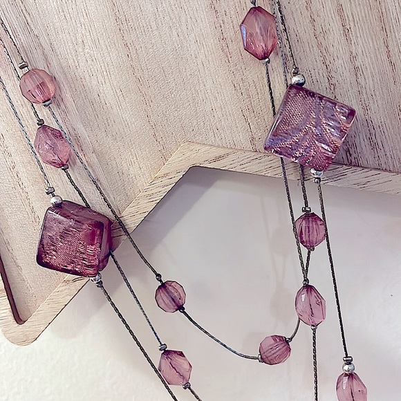 Iridescent Illusion 3 Strand Vintage Necklace - Picture 7 of 13